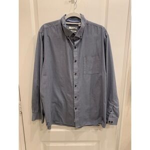 Van Heusen Originals Classic‎ Fit Button Down Shirt Blue Pattern XXL